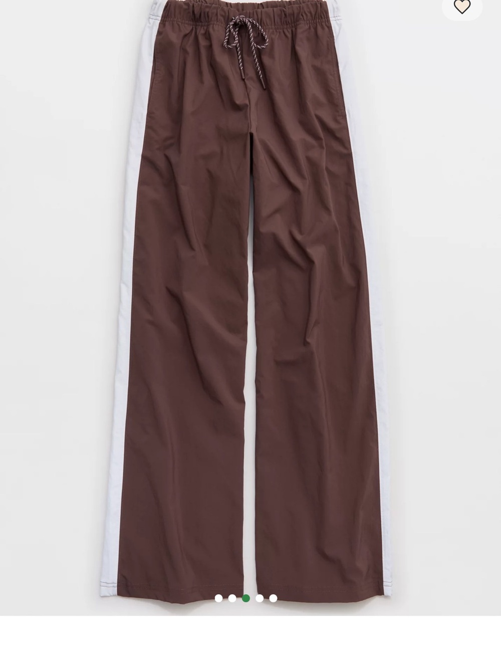 aerie Brown Wide-Leg Track Pants with White Side Panels